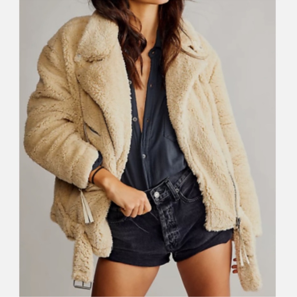 We the Free | Teddy Moto Jacket | Cream | Small